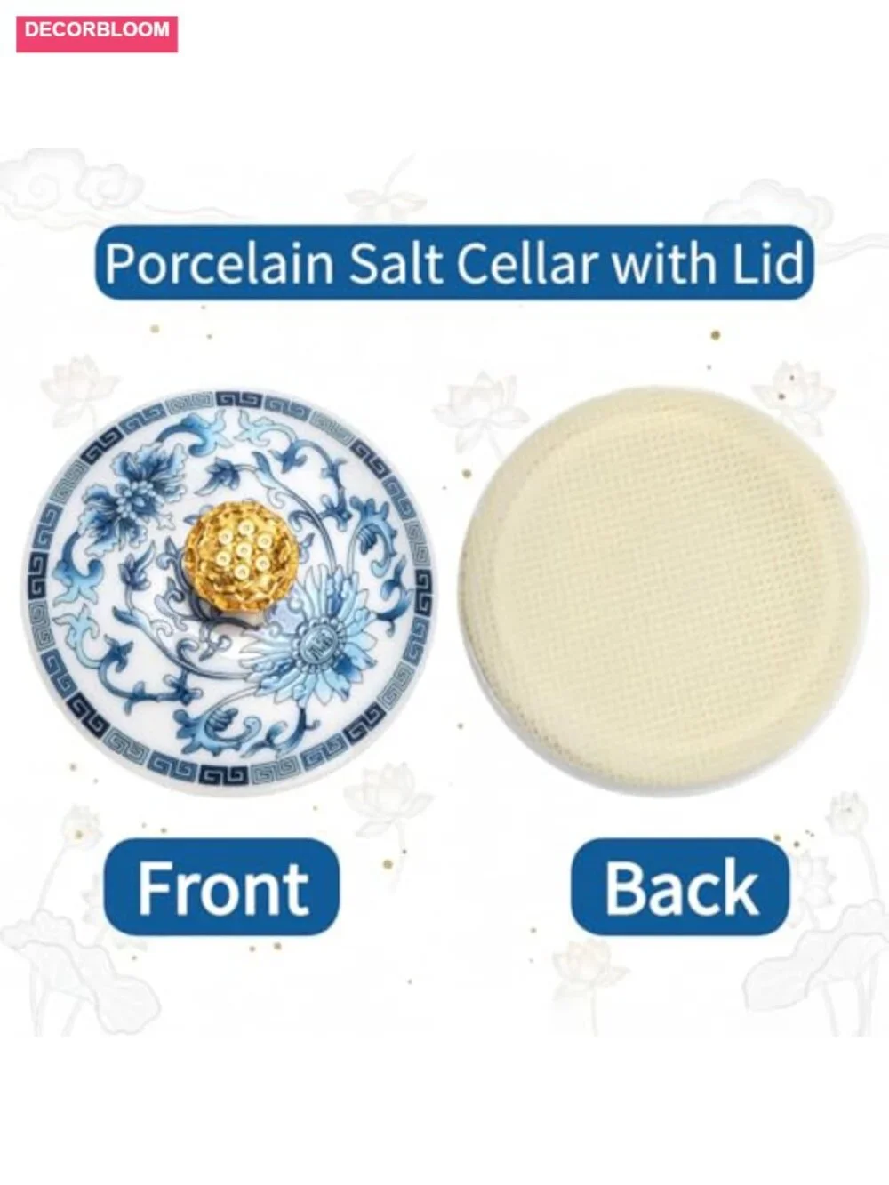 Set of 2 Porcelain Salt Cellars with Airtight Lids, Ceramic Spice Jars for - Picture 4 of 6
